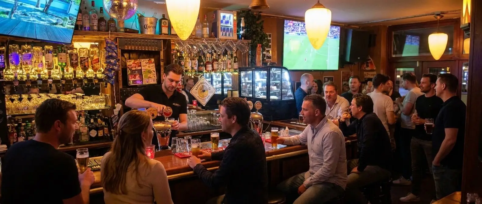 Tafel in Café Brakke met koffie, notitieboek en zonlicht — Rozengracht 16, Jordaan